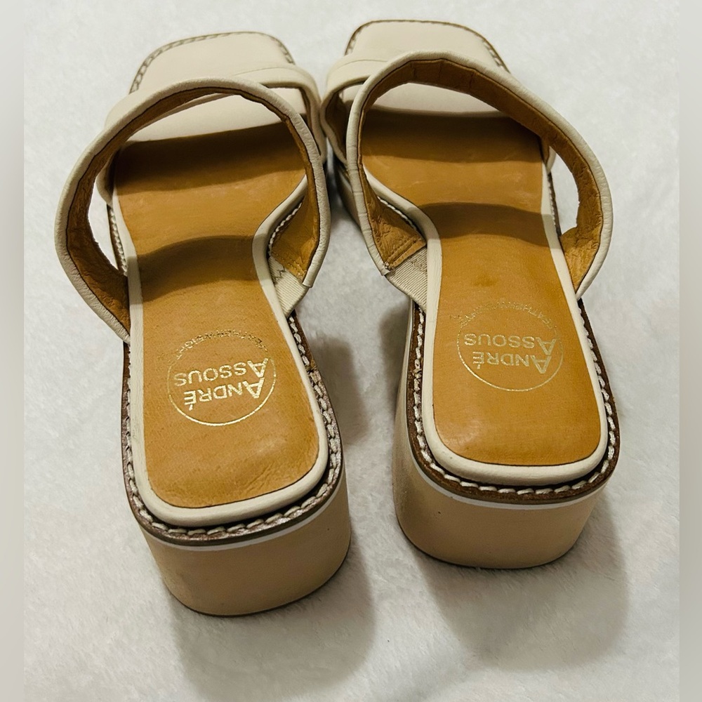 Andre Assous Layla Featherweights Slip On Strappy Platform Sandals In Creme NWOB - Picture 3 of 8